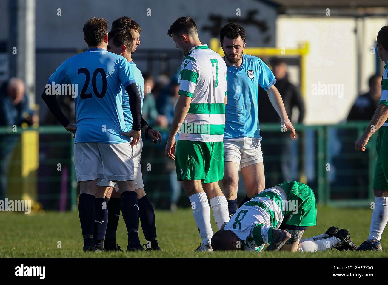 Le match de la FA National Sunday Cup entre Dock AFC et Campfield FC au Camell Laird FC Prahbu Ventures Ltd. Arena, Birkenhead, le dimanche 16th janvier 202 Banque D'Images