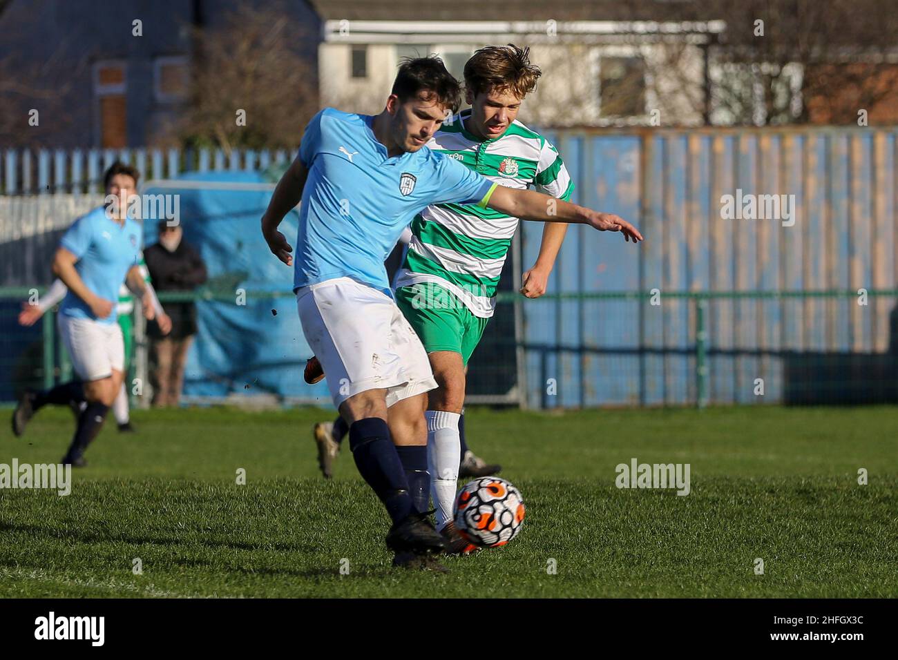 Le match de la FA National Sunday Cup entre Dock AFC et Campfield FC au Camell Laird FC Prahbu Ventures Ltd. Arena, Birkenhead, le dimanche 16th janvier 202 Banque D'Images