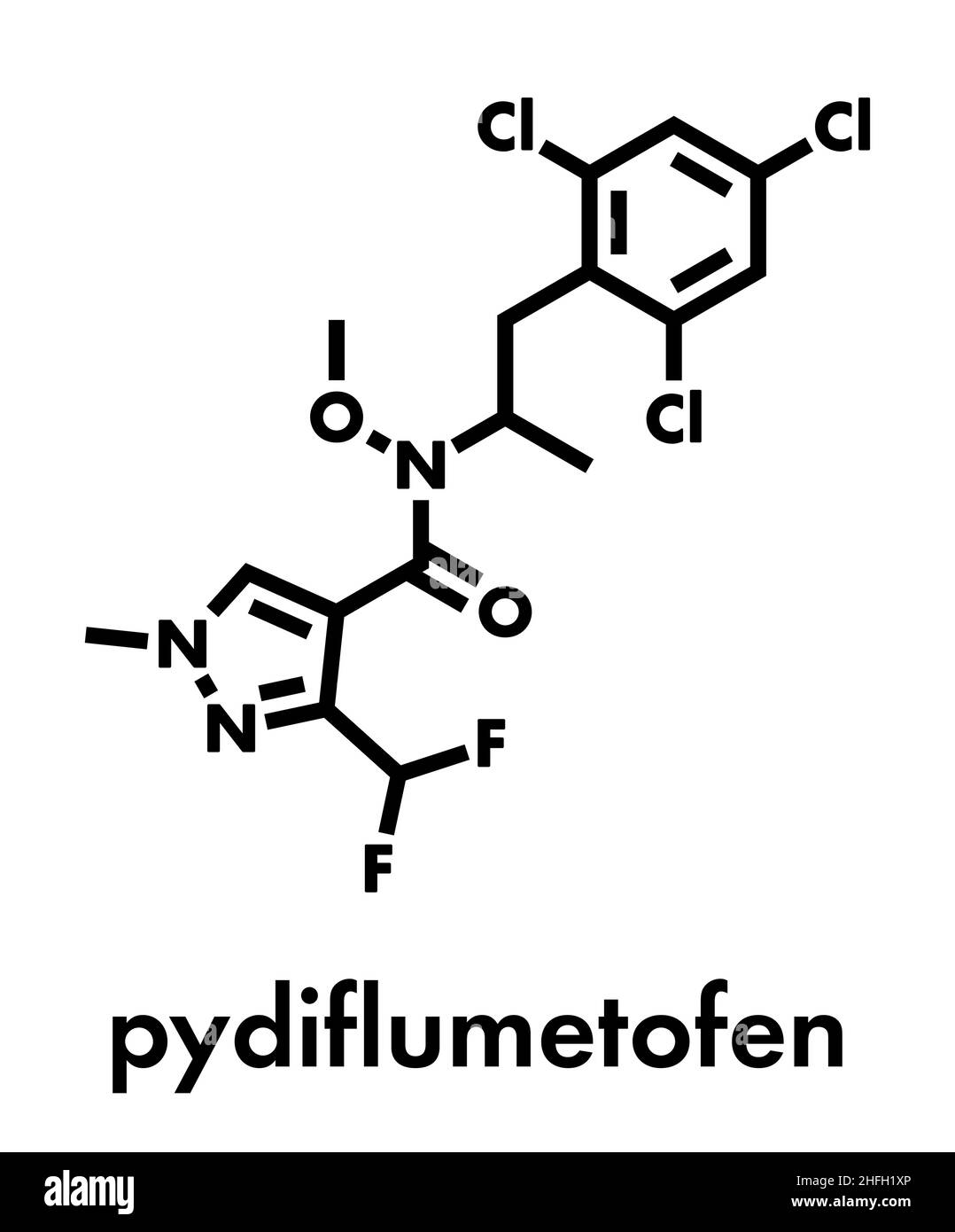 Molécule de fongicide de Pydiflumetofen.Formule squelettique. Illustration de Vecteur