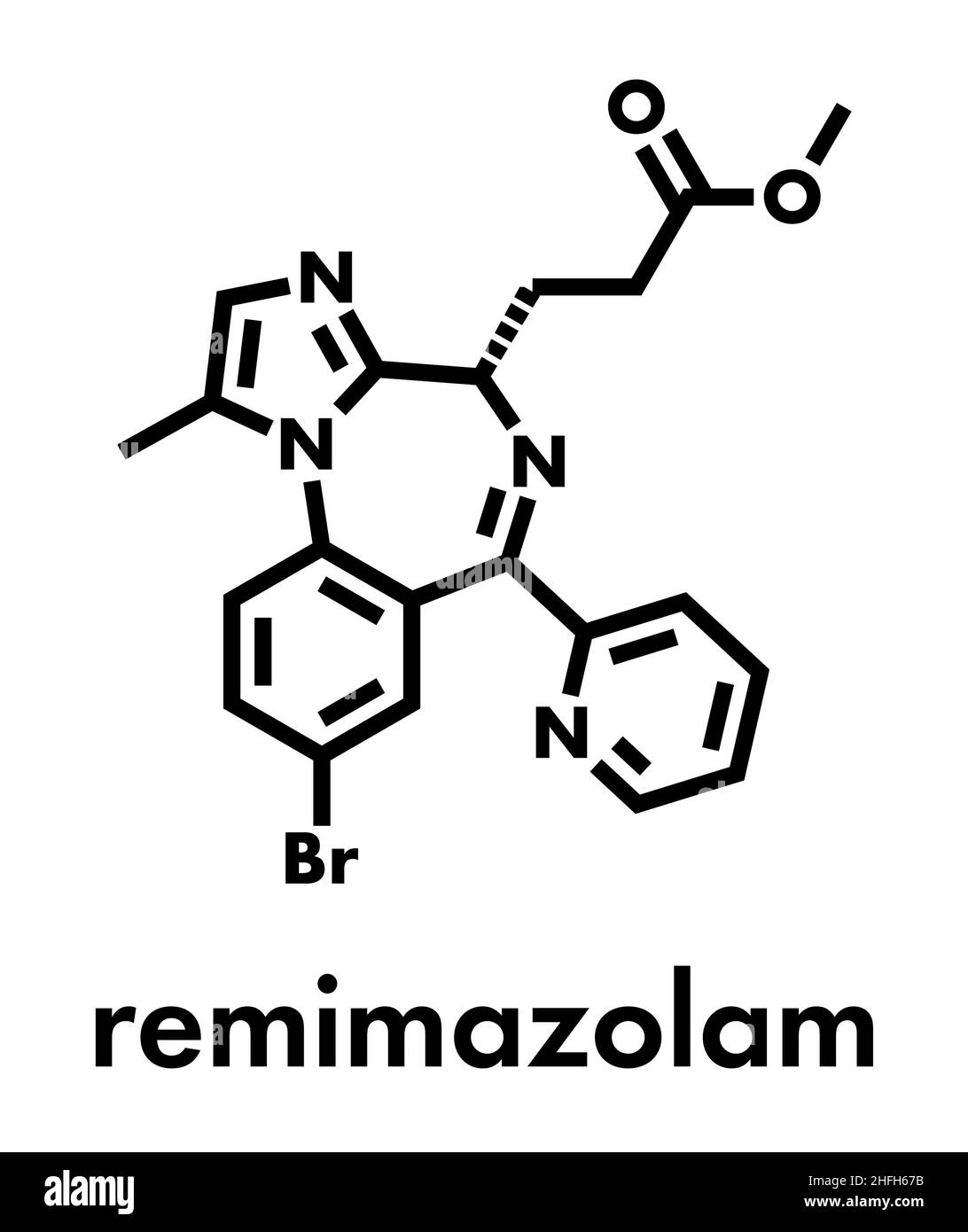 Molécule de Remimazolam. Formule squelettique. Illustration de Vecteur