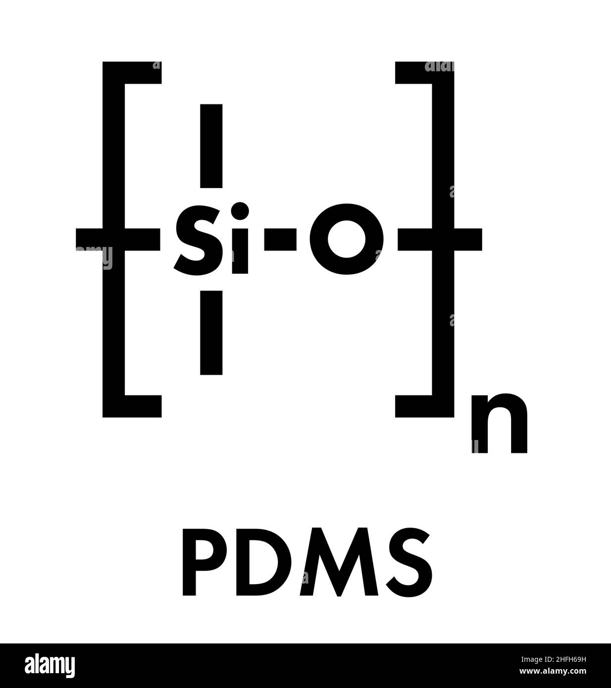 L'huile de silicone (polydiméthylsiloxane, PDMS) polymère de silicone, la structure chimique. L'huile de silicone et étroitement liés les substances sont utilisées dans le silicone mastic Illustration de Vecteur