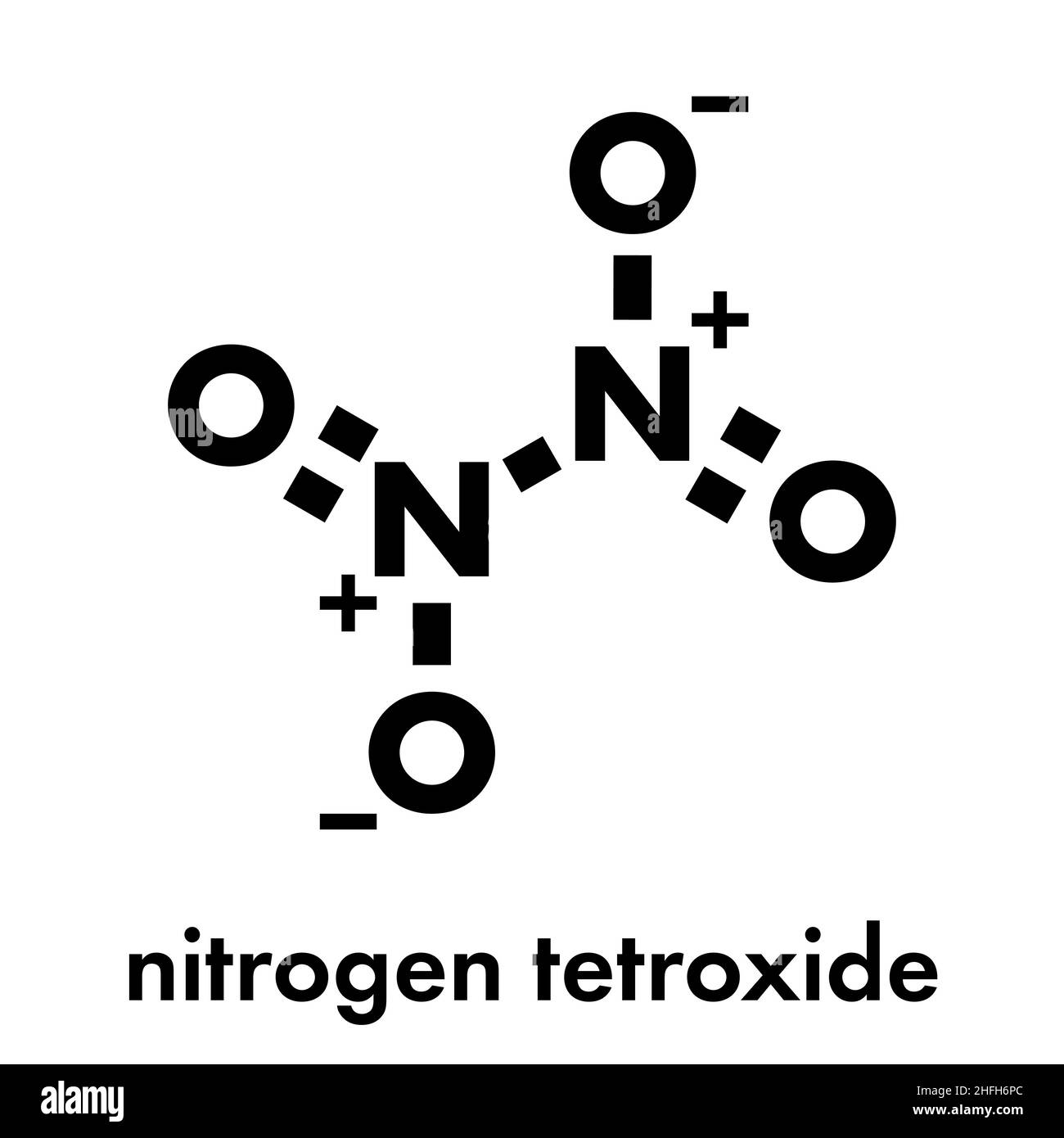 Le tétroxyde d'azote (tétroxyde de diazote, N2O4), molécule de propergol. Formule topologique. Illustration de Vecteur