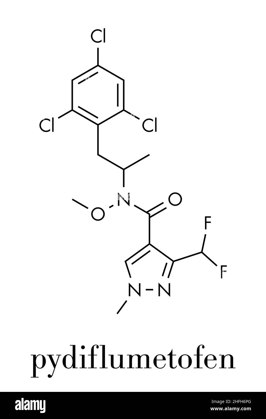 Molécule de fongicide de Pydiflumetofen.Formule squelettique. Illustration de Vecteur