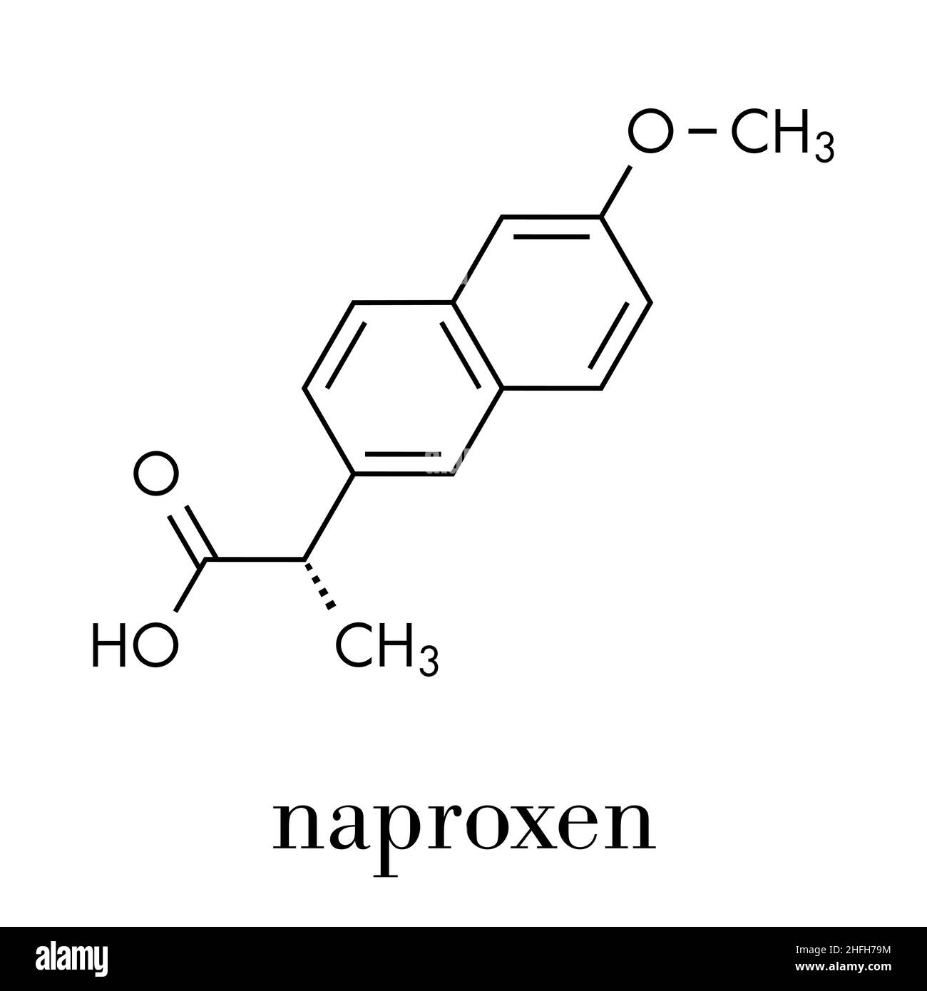 Naproxen la douleur et l'inflammation (AINS) molécule. Formule topologique. Illustration de Vecteur