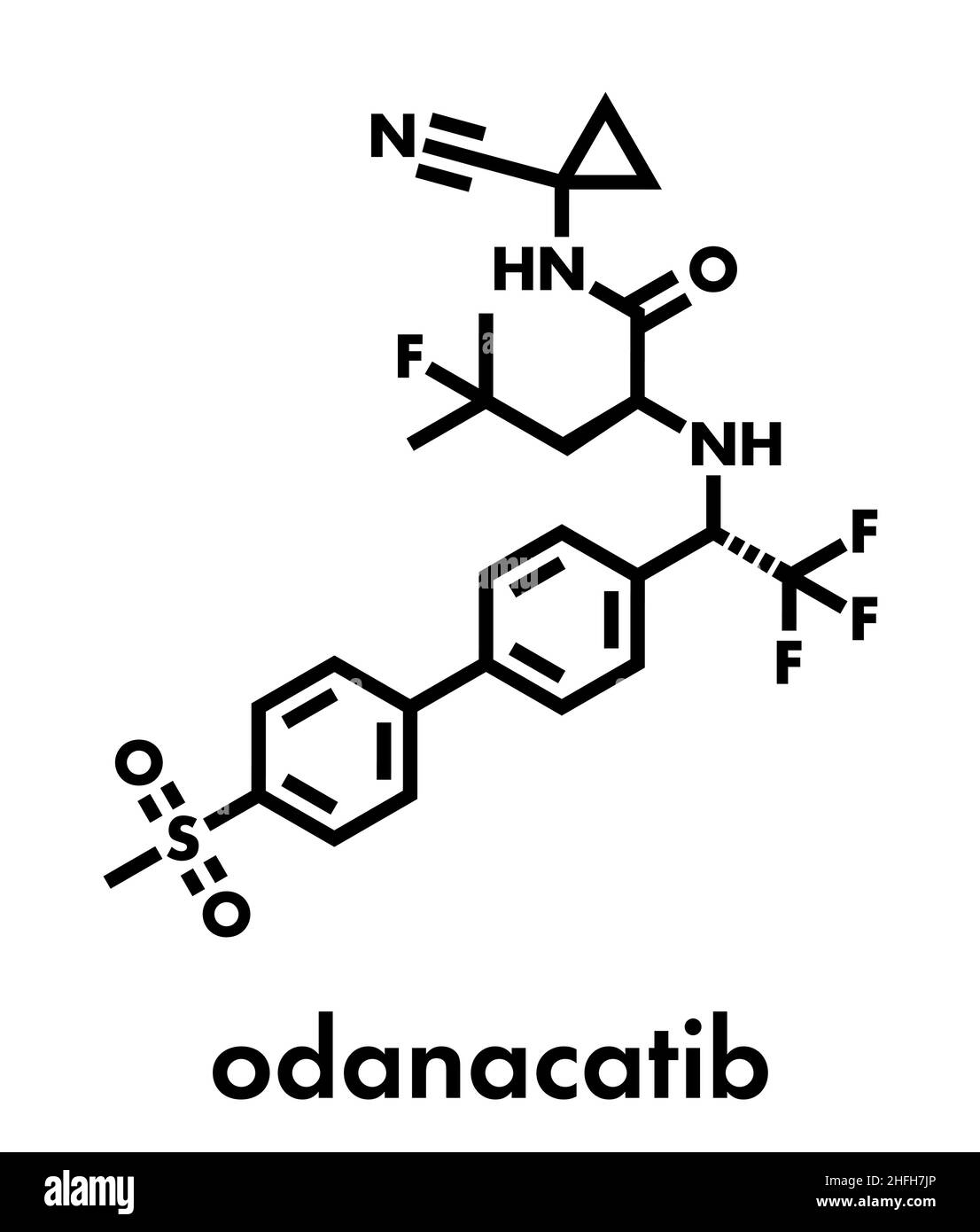Odanacatib l'ostéoporose et des métastases osseuses molécule pharmaceutique. Inhibiteur de la cathepsine K. formule topologique. Illustration de Vecteur