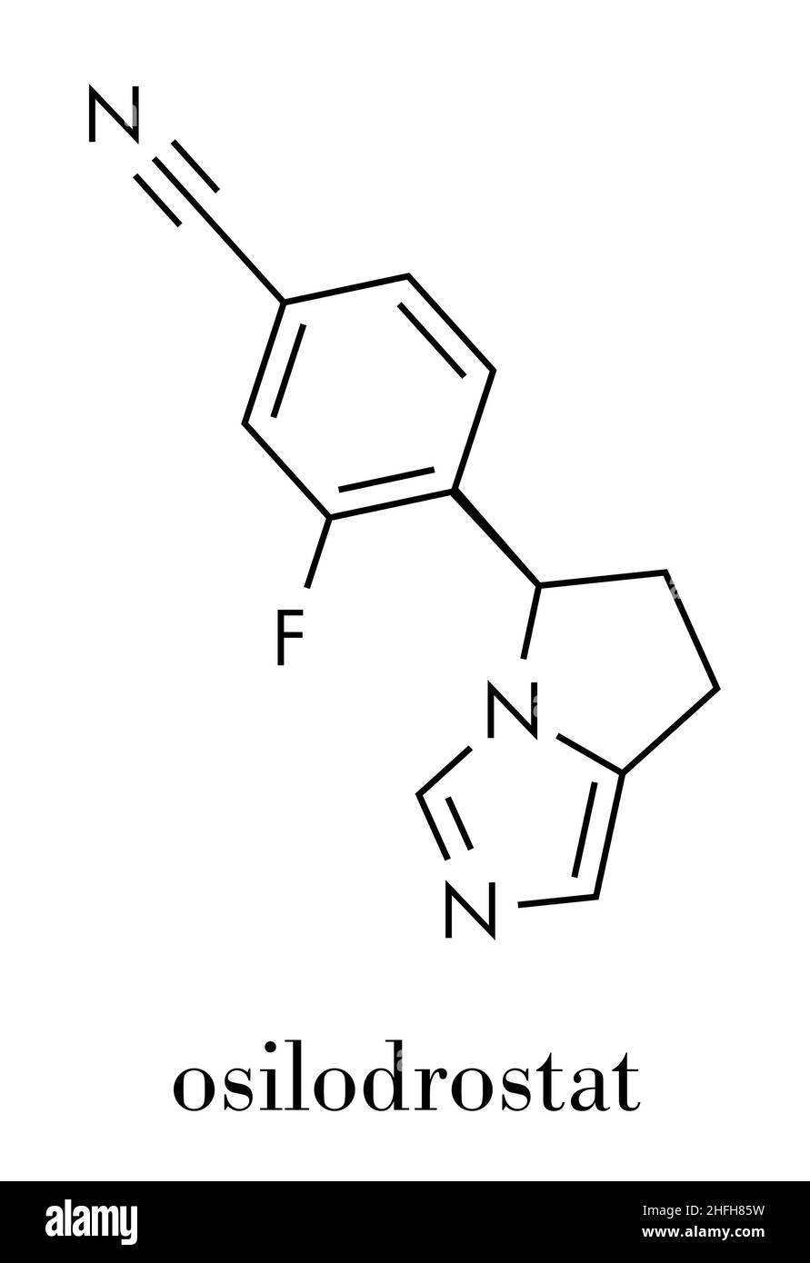 Molécule médicamenteuse du syndrome d'Osilodrostat Cushing. Formule squelettique. Illustration de Vecteur