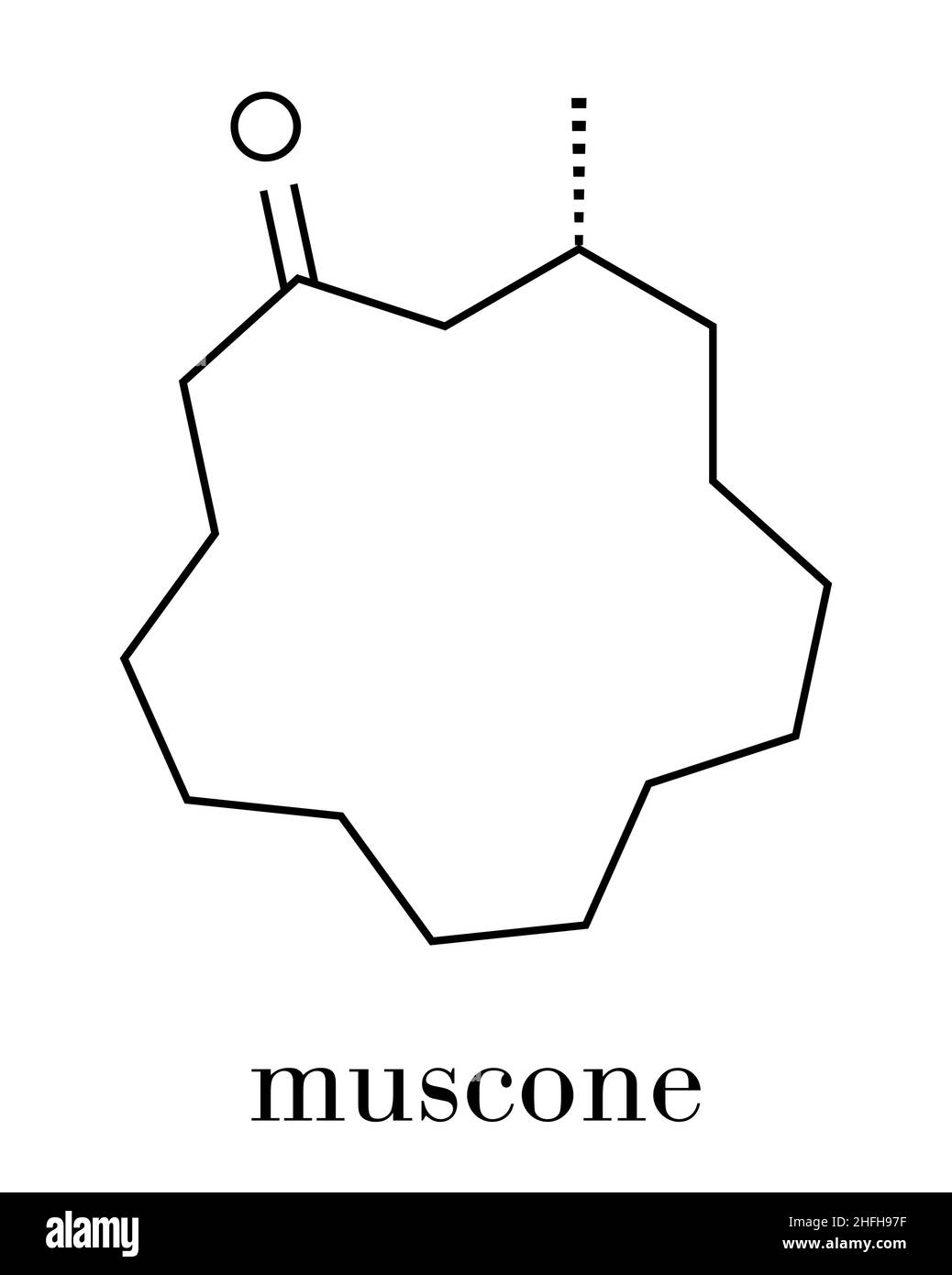 Molécule d'odeur de musc Muscone.Formule squelettique. Illustration de Vecteur