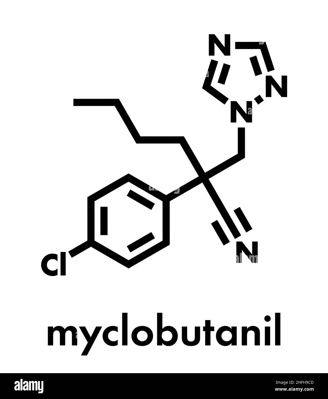 Myclobutanil (molécule antifongique triazole, classe). Formule topologique. Illustration de Vecteur