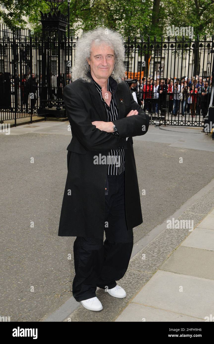Brian May, 10 Downing Street, Westminster (Londres).ROYAUME-UNI Banque D'Images