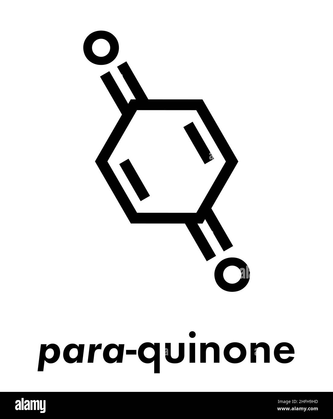 Molécule de benzoquinone (quinone, para-benzoquinone). Formule squelettique. Illustration de Vecteur