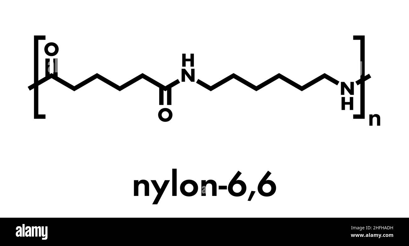 (Nylon Nylon-6,6) polymère plastique, structure chimique. Formule topologique. Illustration de Vecteur