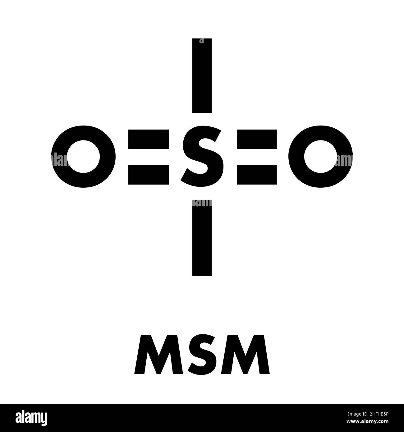 Molécule de supplément alimentaire de méthylsulfonylméthane (MSM), structure chimique Formule squelette. Illustration de Vecteur