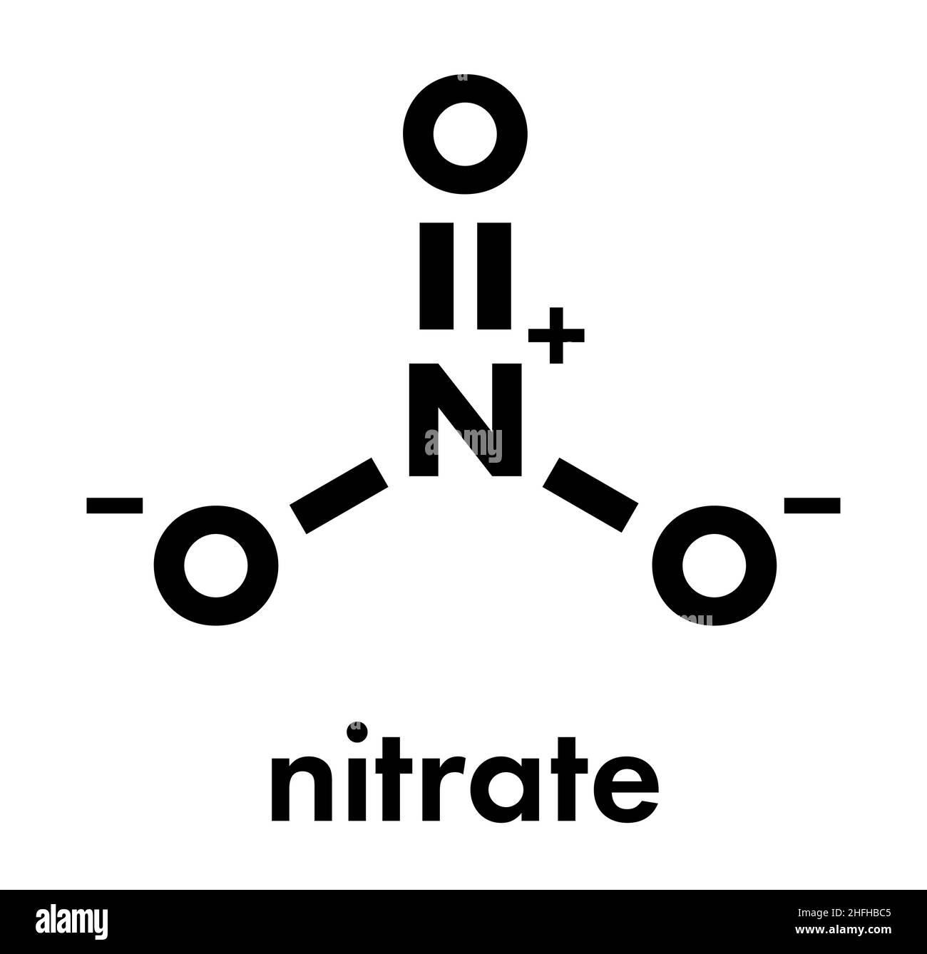 L'anion nitrate, la structure chimique. Formule topologique. Illustration de Vecteur