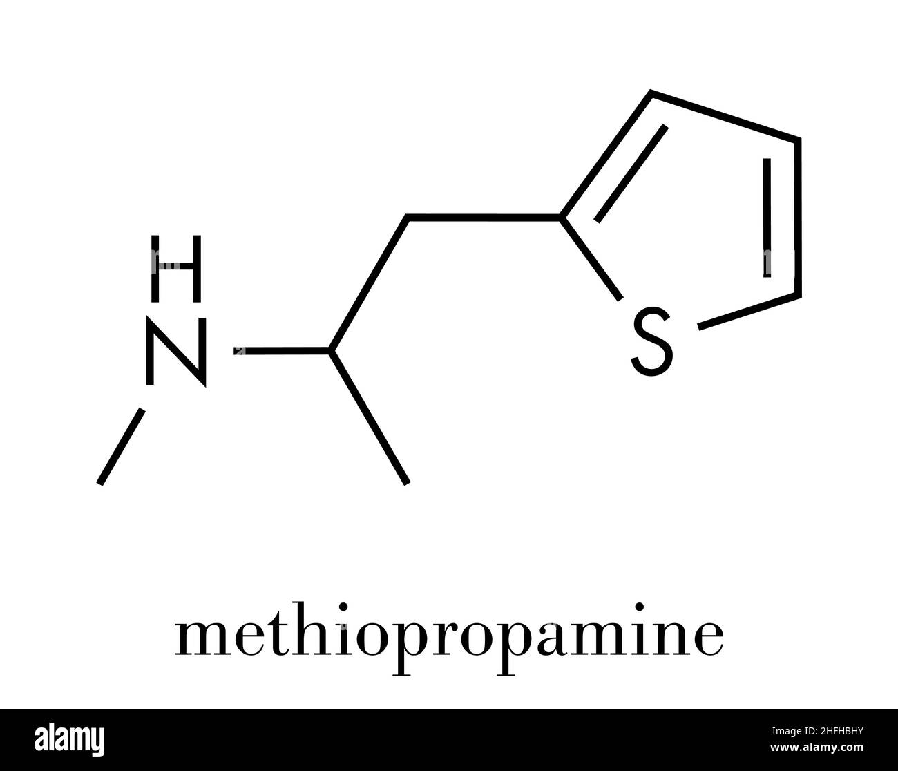 Méthioprolamine (MPA) médicament récréatif, structure chimique Formule squelette. Illustration de Vecteur