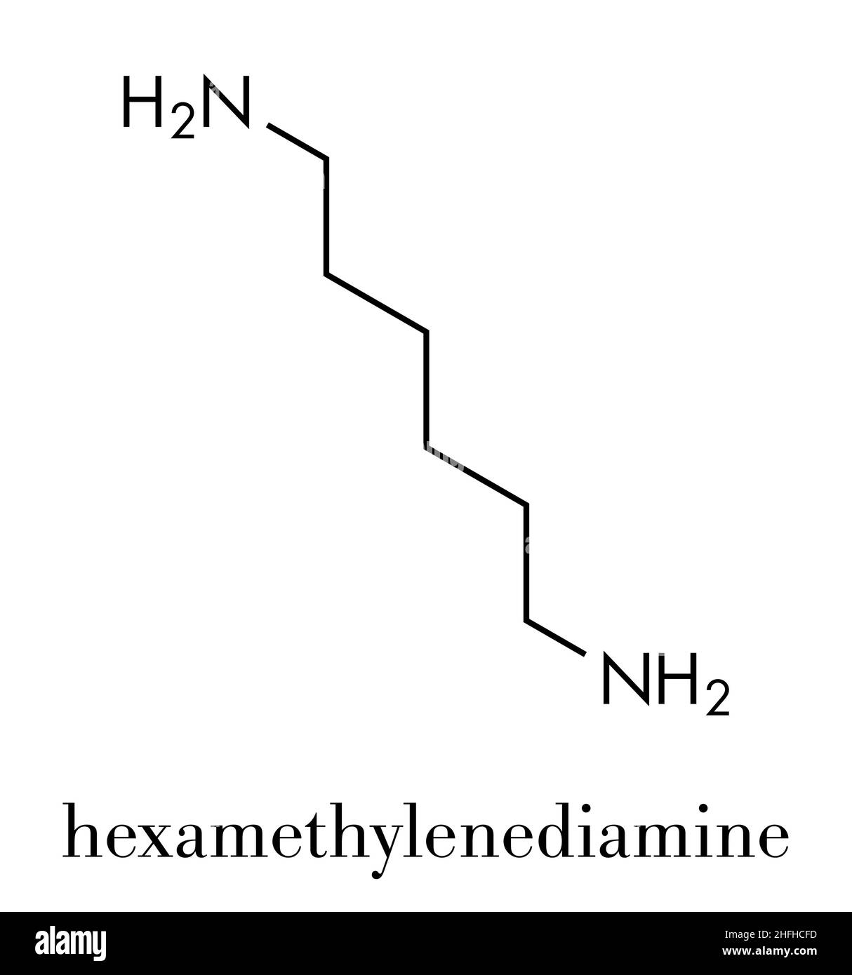 Hexaméthylènediamine, nylon (polyamide) building block. Formule topologique. Illustration de Vecteur