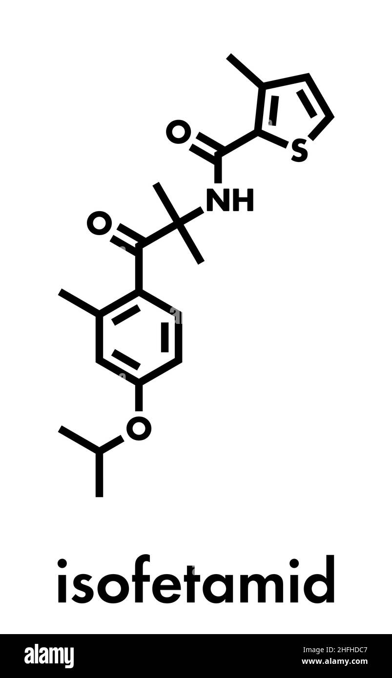 Molécule de fongicide Isofétamide.Formule squelettique. Illustration de Vecteur