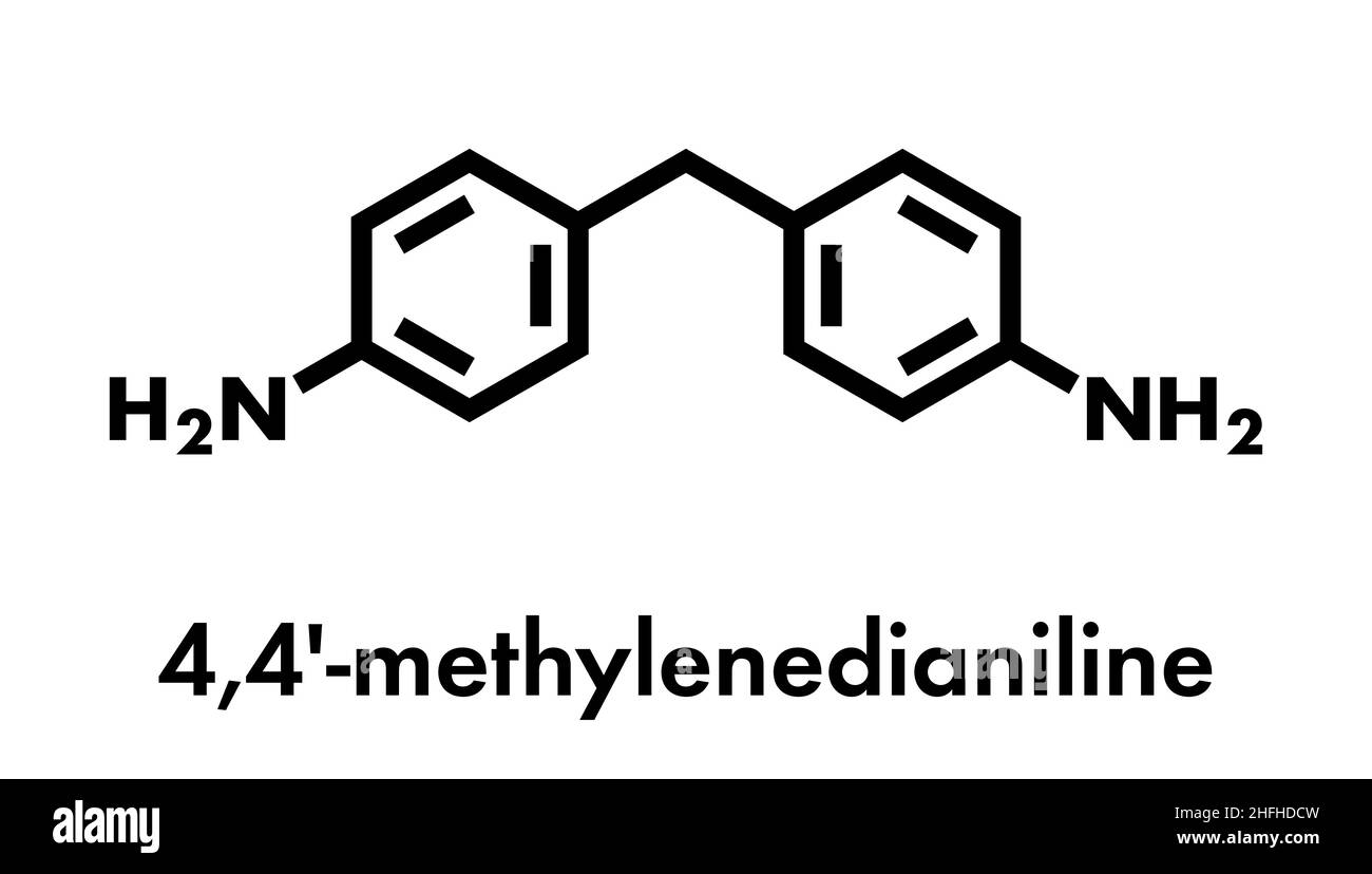 4,4'-methylenedianiline methylenedianiline (MDA), molécule. Suspecté de l'être, sur la liste des substances extrêmement préoccupantes. Utilisé en polyuréthane Illustration de Vecteur