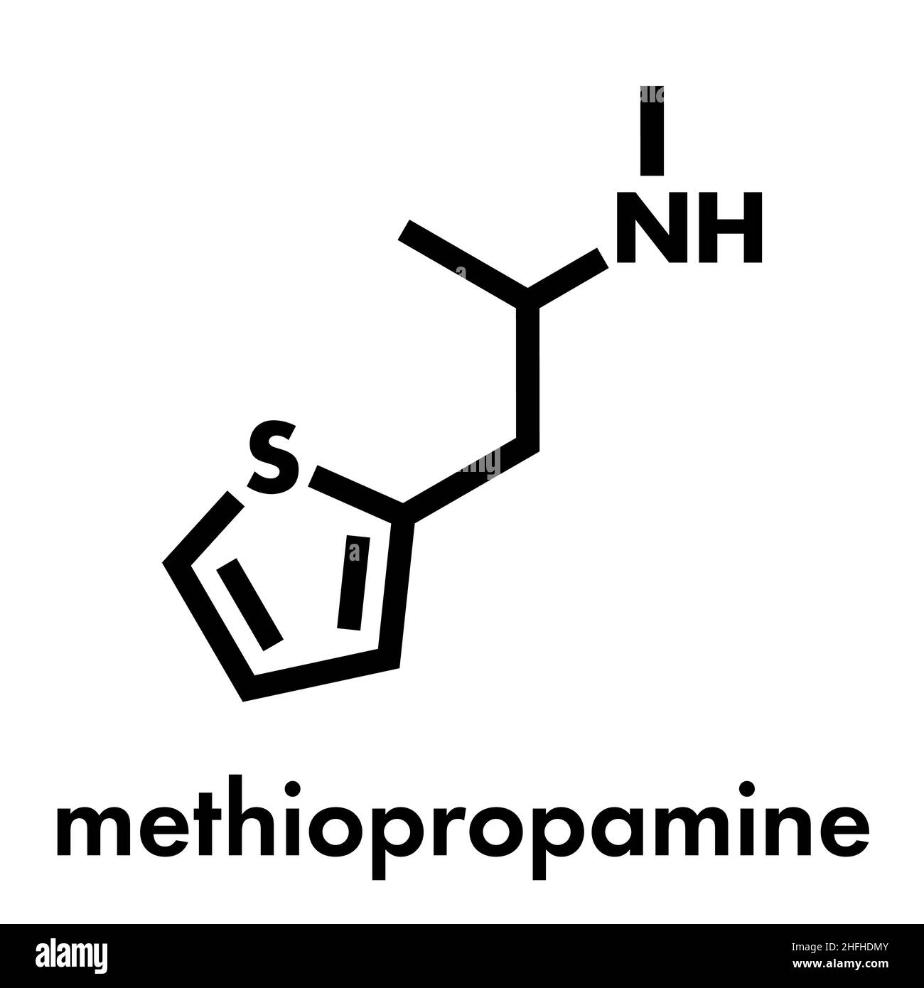 Méthioprolamine (MPA) médicament récréatif, structure chimique Formule squelette. Illustration de Vecteur