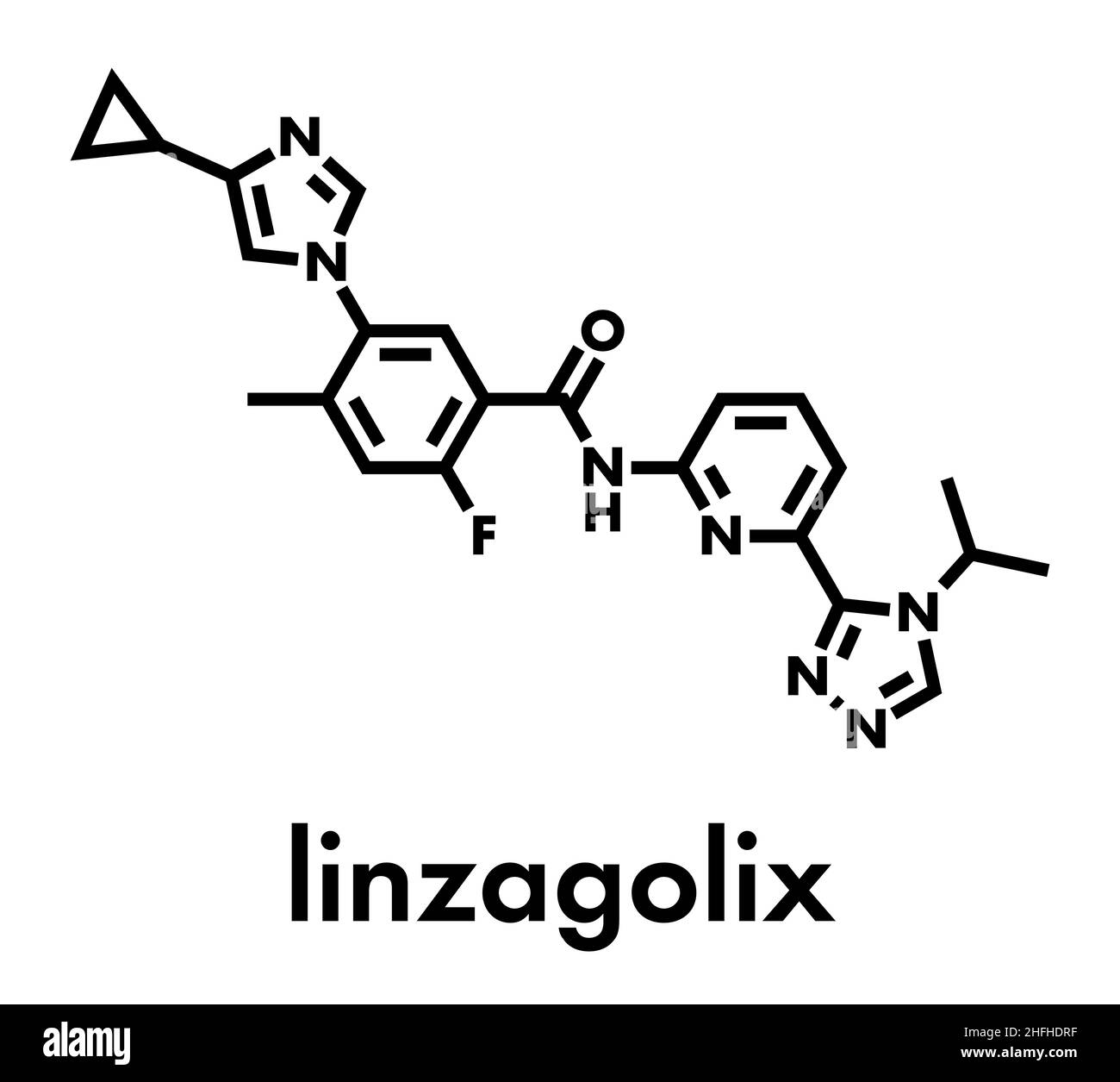 Linzagolix molécule pharmaceutique. Formule topologique. Illustration de Vecteur