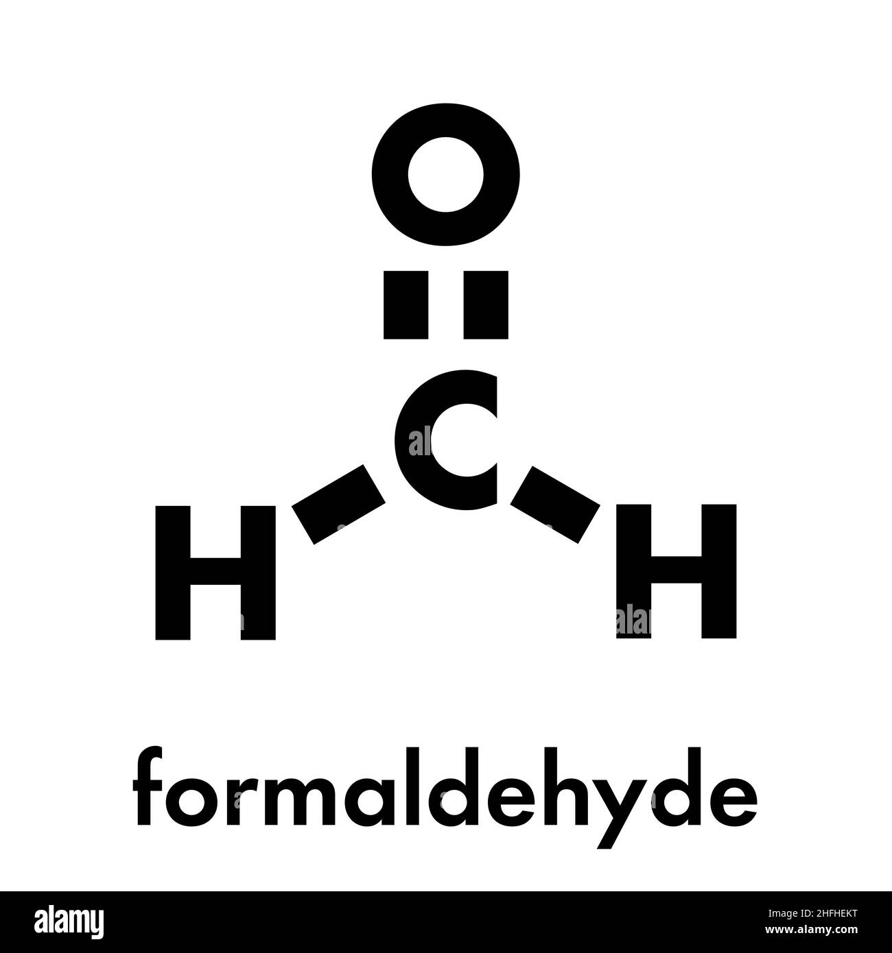 Molécule de formaldéhyde (méthanal). Polluant intérieur important. Formule du squelette. Illustration de Vecteur