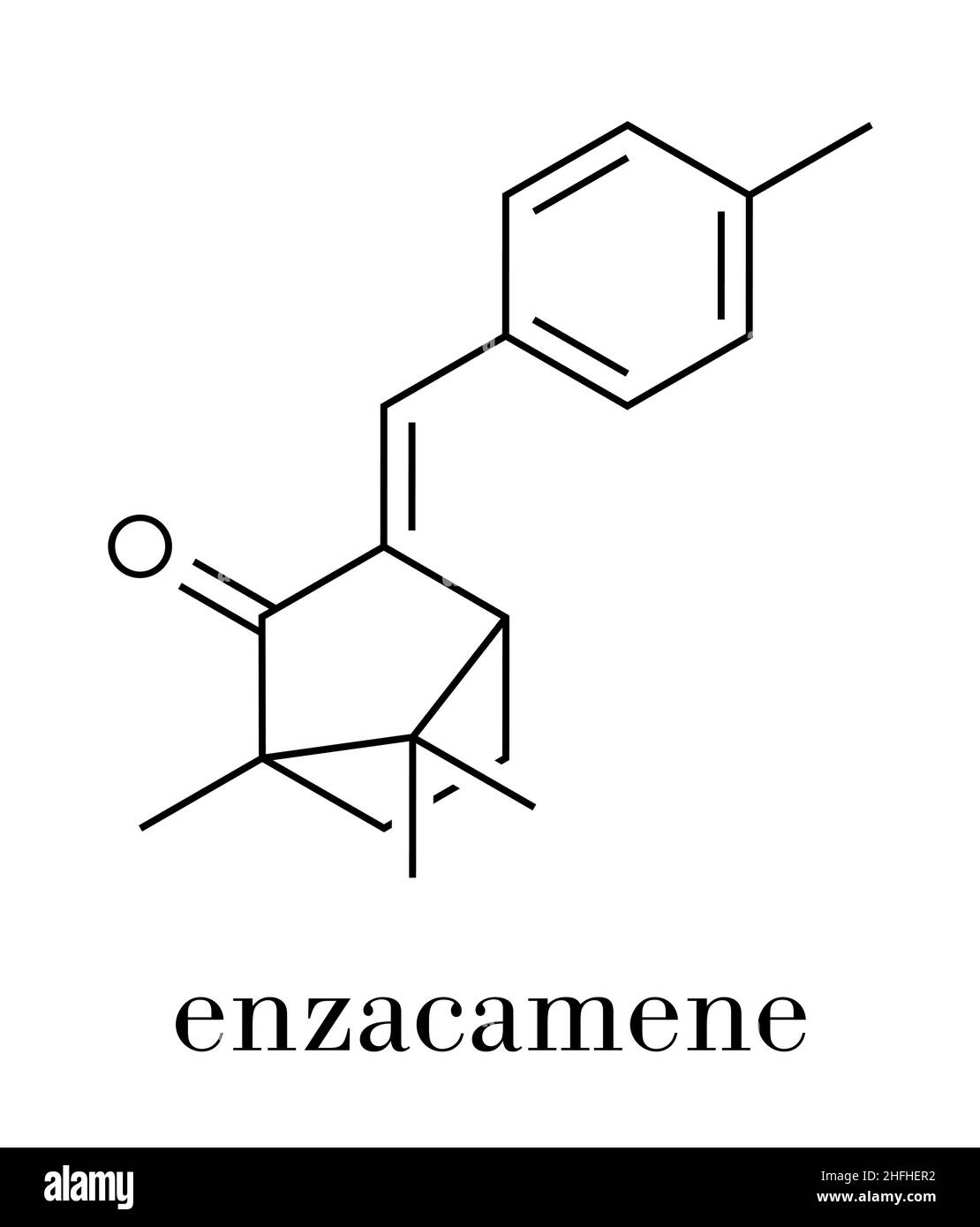 Molécule d'écran solaire Enzacamène (filtre UV).Formule squelettique. Illustration de Vecteur