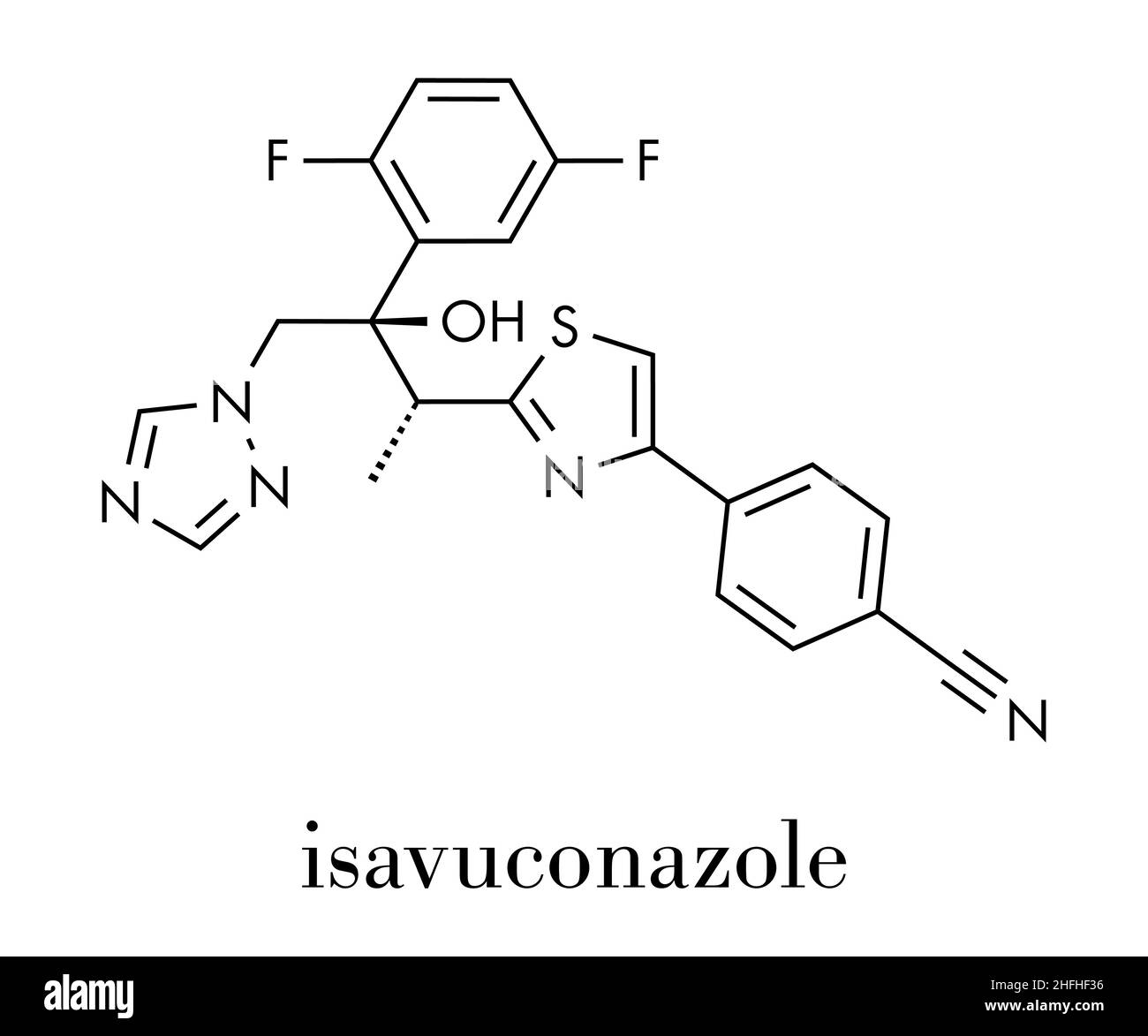 Isavuconazole triazole antifongique médicament.Formule squelettique. Illustration de Vecteur