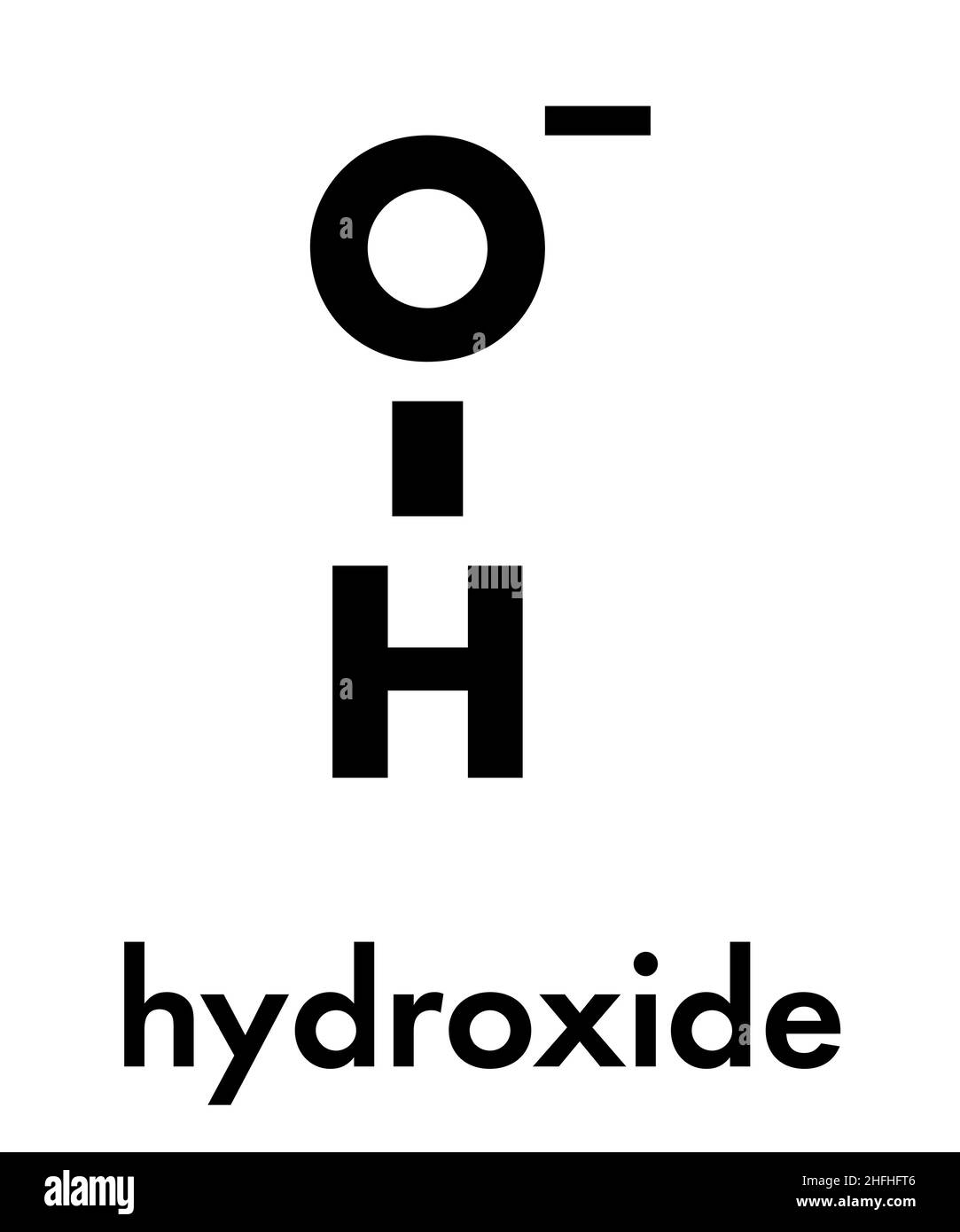 L'anion hydroxyde, structure chimique. Formule topologique. Illustration de Vecteur