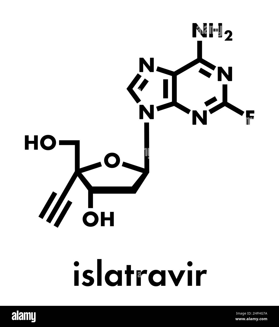 Molécule de médicament d'Islatravir HIV.Formule squelettique. Illustration de Vecteur