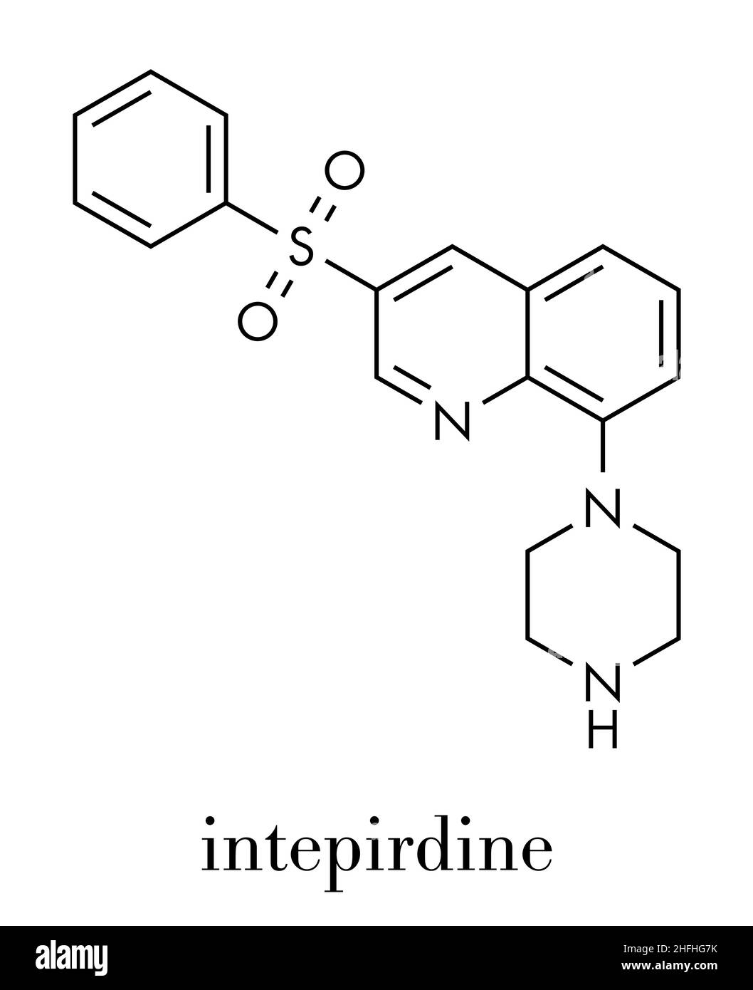 Intepirdine La maladie d'Alzheimer molécule pharmaceutique. Formule topologique. Illustration de Vecteur