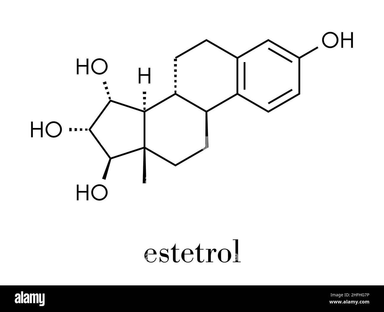 Molécule de l'hormone oestrogène naturel Estetrol. Formule topologique. Illustration de Vecteur