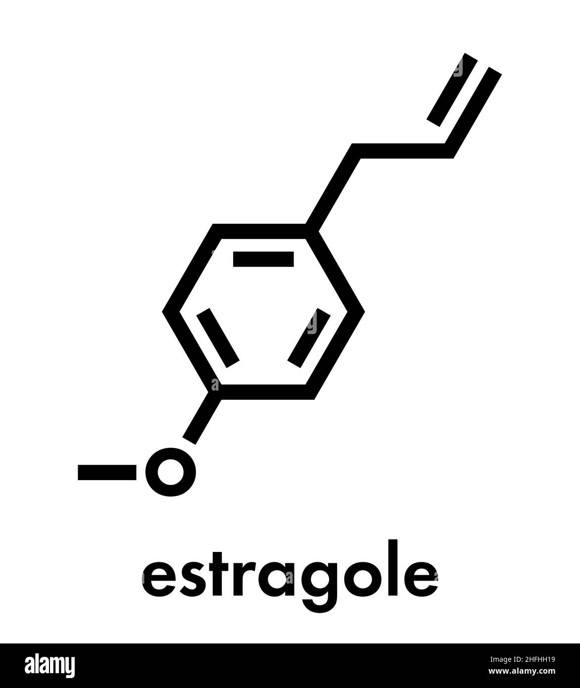 Molécule d'estrazole à base de plantes.Formule squelettique. Illustration de Vecteur