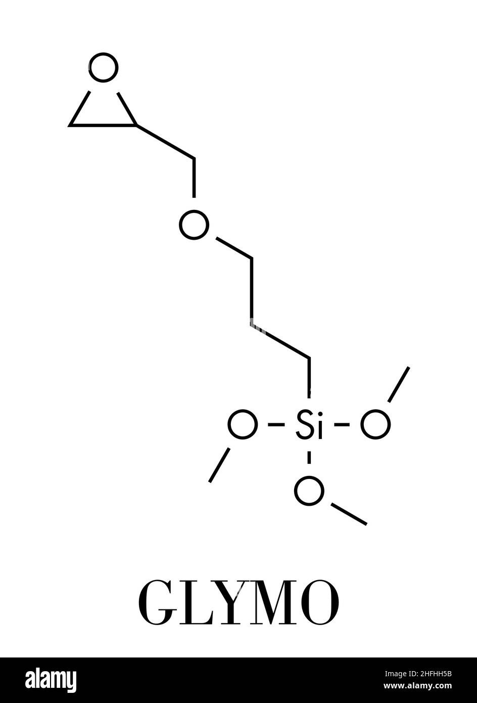 GLYMO GPTMS ou molécule à l'organosilane. Formule topologique. Illustration de Vecteur