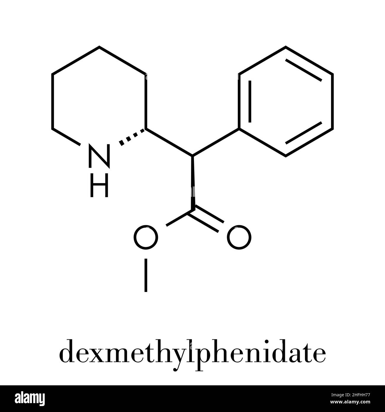 Molécule de Dexméthylphénidate.Formule squelettique. Illustration de Vecteur