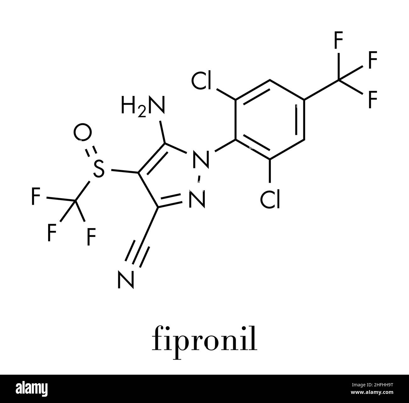 L'insecticide Fipronil molécule. Formule topologique. Illustration de Vecteur