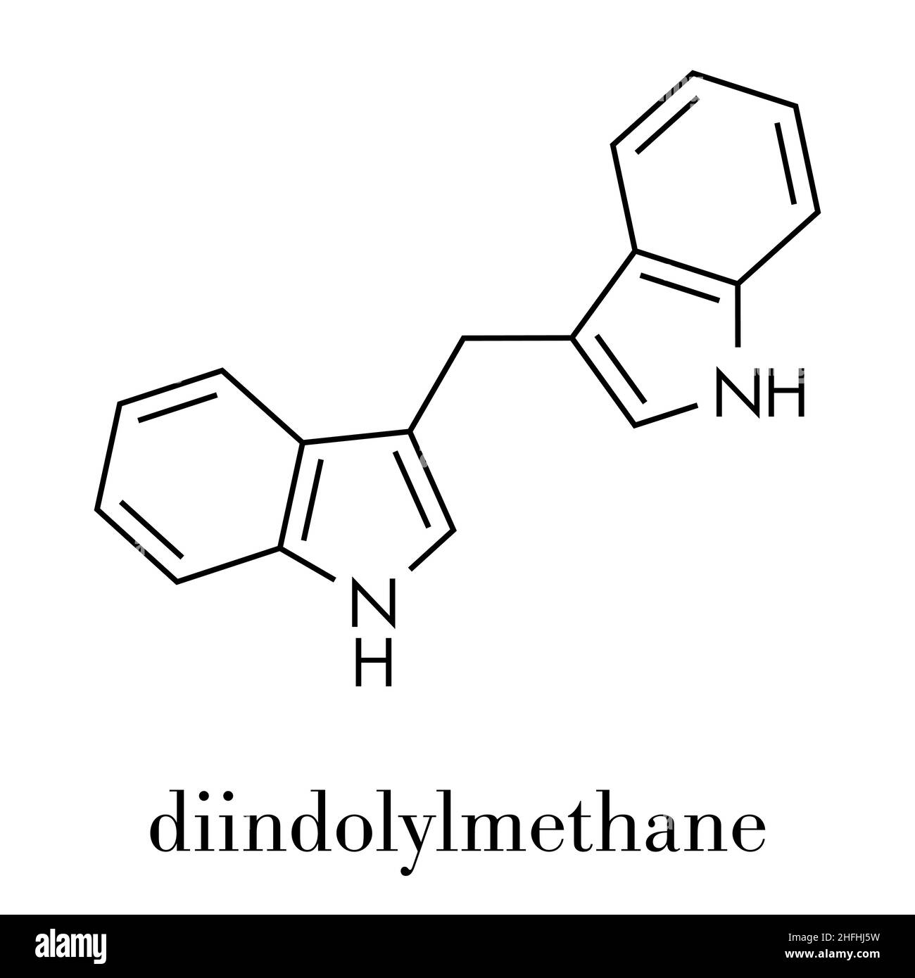 Diindolylmethane (3,3'-DIM, DIM) molécule. Dérivé de l'acide indole-3-carbinol, présent dans le brocoli, chou, chou frisé, etc. peuvent avoir vieilli ou préventive du cancer Illustration de Vecteur