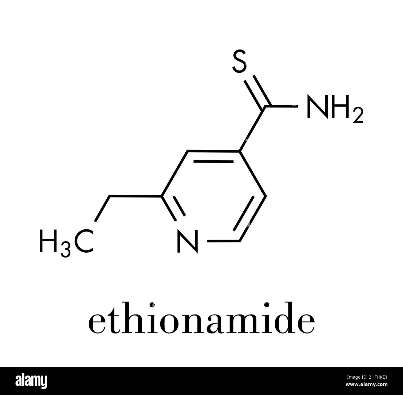 Molécule d'Ethionamide tuberculosis.Formule squelettique. Illustration de Vecteur