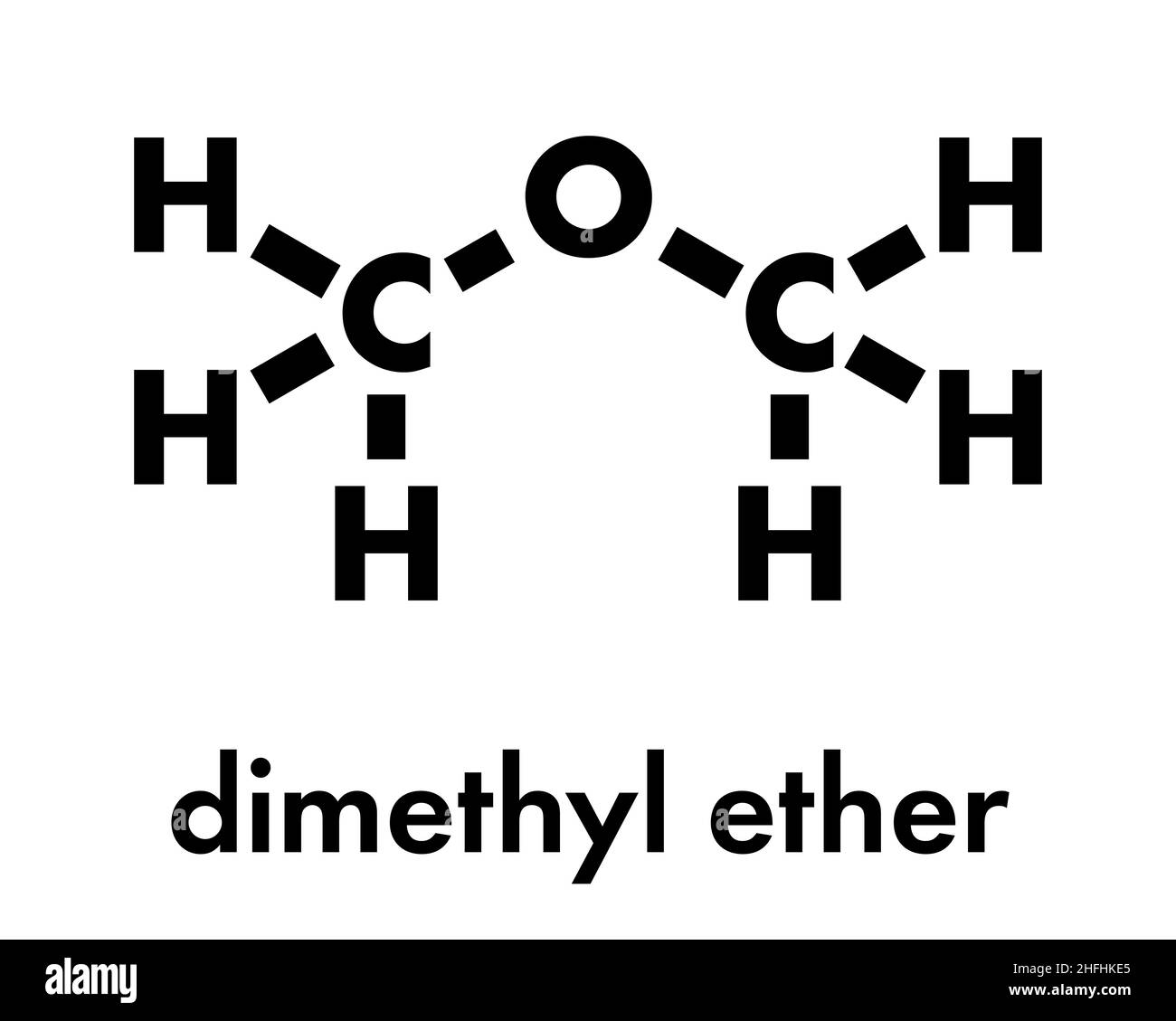 Le diméthyléther (DME) methoxymethane, molécule. Formule topologique. Illustration de Vecteur