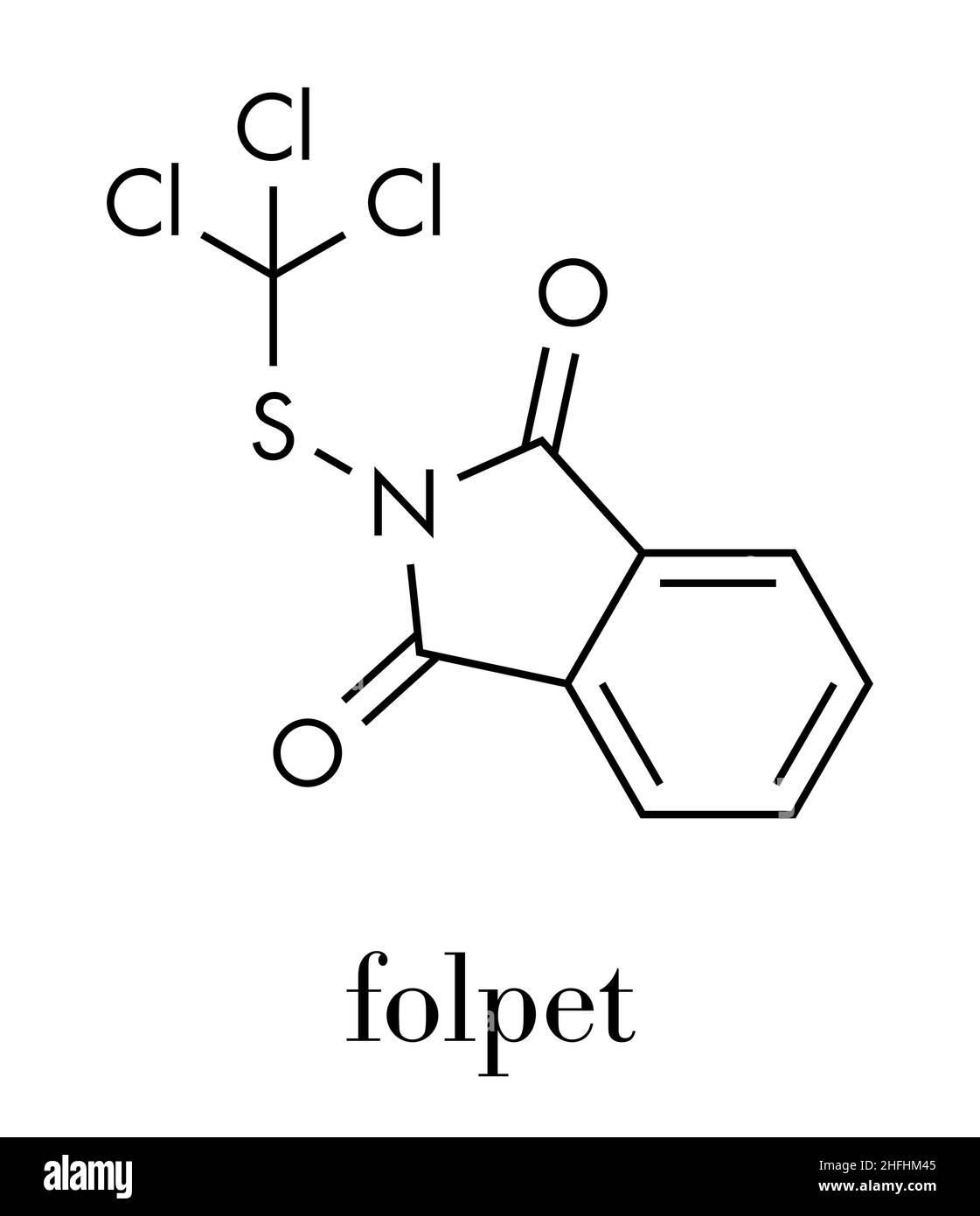 Folpet fongicide, molécule. Formule topologique. Illustration de Vecteur