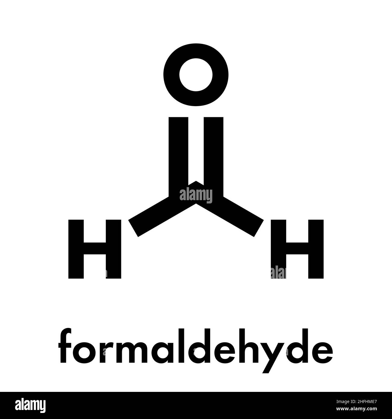 Molécule de formaldéhyde (méthanal). Polluant intérieur important. Formule du squelette. Illustration de Vecteur