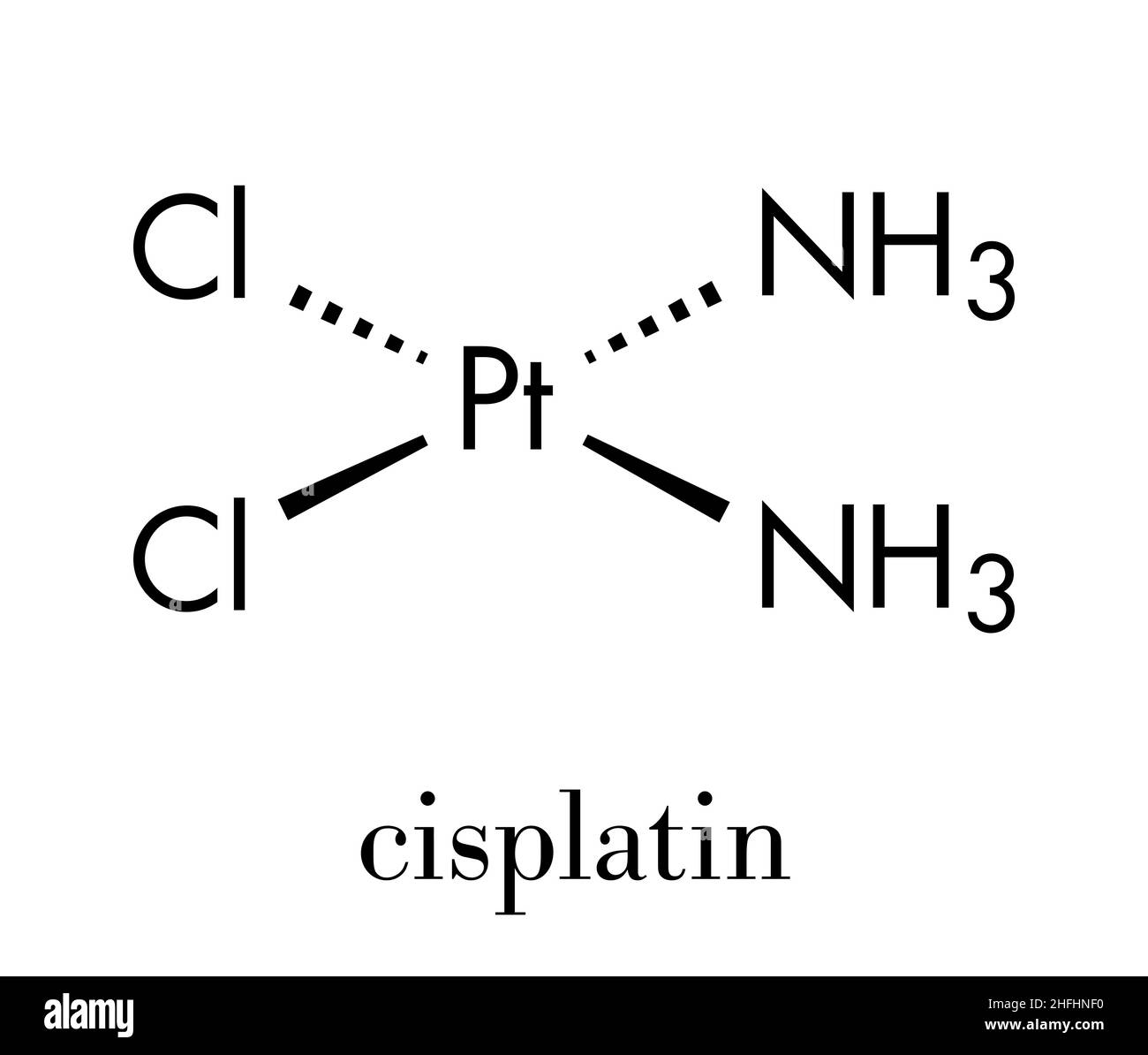 La chimiothérapie cisplatine molécule pharmaceutique. Formule topologique. Illustration de Vecteur