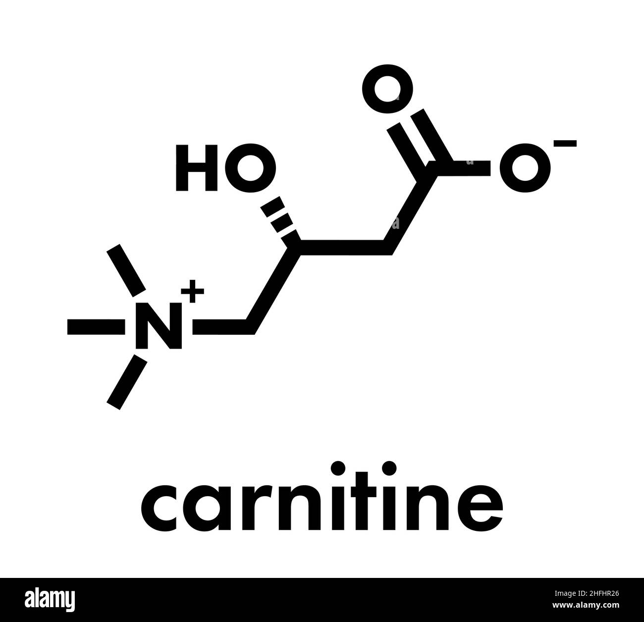 Molécule de supplément alimentaire de carnitine.Formule squelettique. Illustration de Vecteur