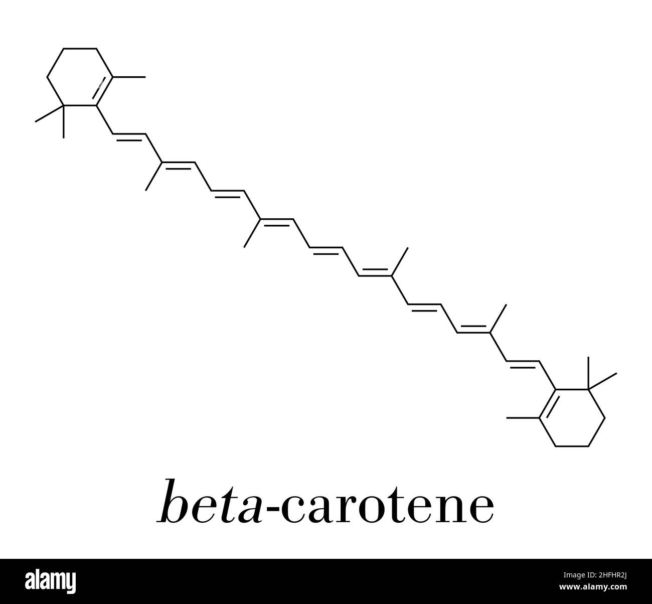 Le bêta-carotène pigment molécule. Formule topologique. Illustration de Vecteur