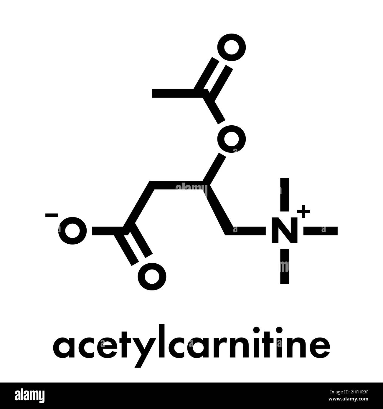 L'acétyl-L-carnitine (ALCAR) complément nutritionnel molécule. Formule topologique. Illustration de Vecteur
