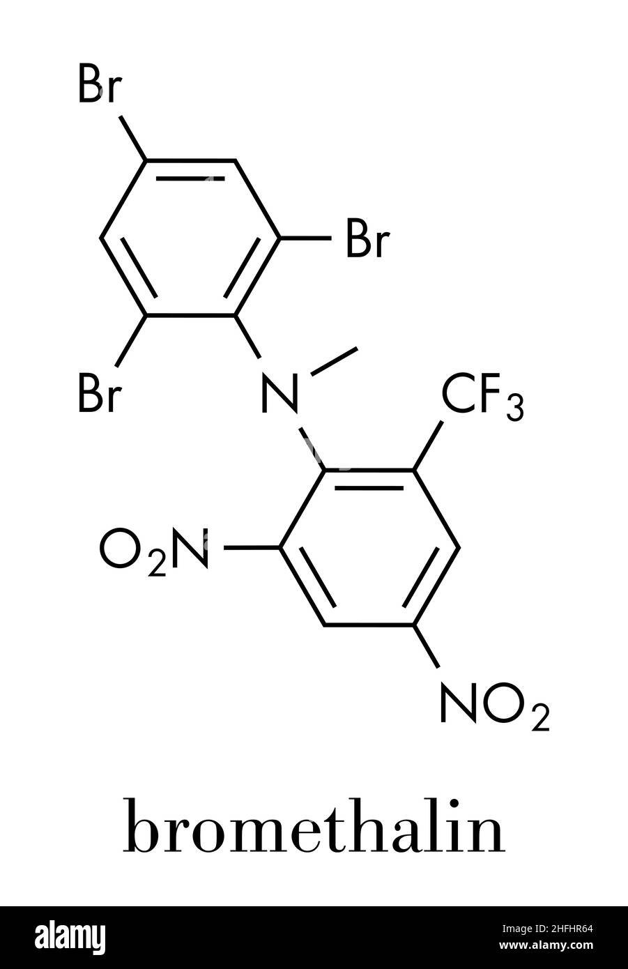 Rodenticide Bromethalin (molécule-aux-rats). Formule topologique. Illustration de Vecteur