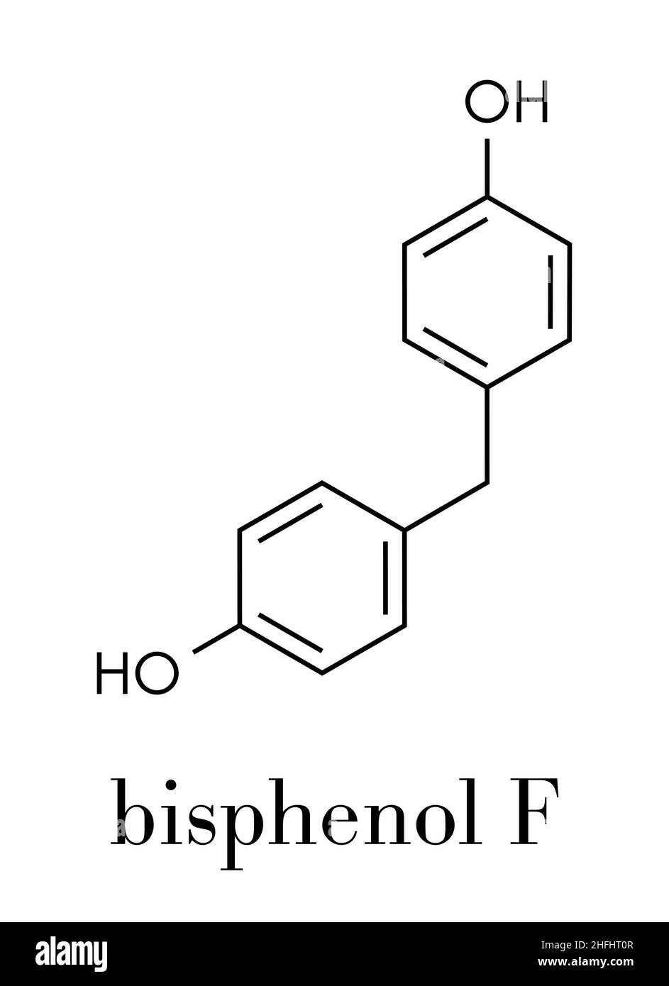 Molécule de bisphénol F (BPF).Alternative au bisphénol A (BPA).Formule squelettique. Illustration de Vecteur
