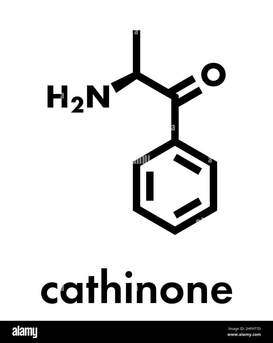 La cathinone molécule stimulant de khat. Présent dans le khat (Catha edulis). Formule topologique. Illustration de Vecteur