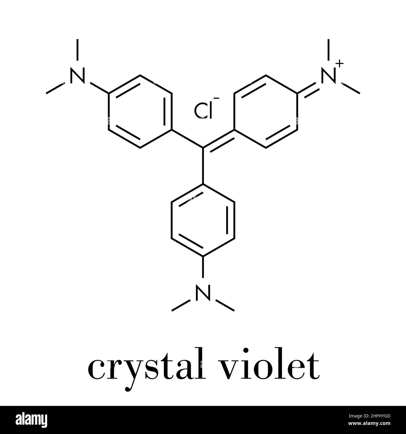 Crystal Violet (violet de gentiane) molécule. Molécule de colorant utilisée dans la coloration de Gram. Formule topologique. Illustration de Vecteur