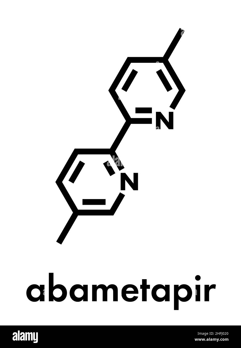 Molécule de médicament de traitement des poux de tête Abamétapir. Formule squelettique. Illustration de Vecteur