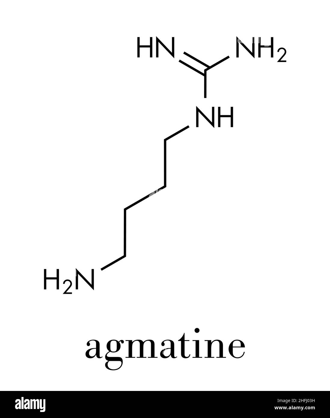 Molécule d'agmatine.Dérivé naturel de l'arginine.Formule squelettique. Illustration de Vecteur