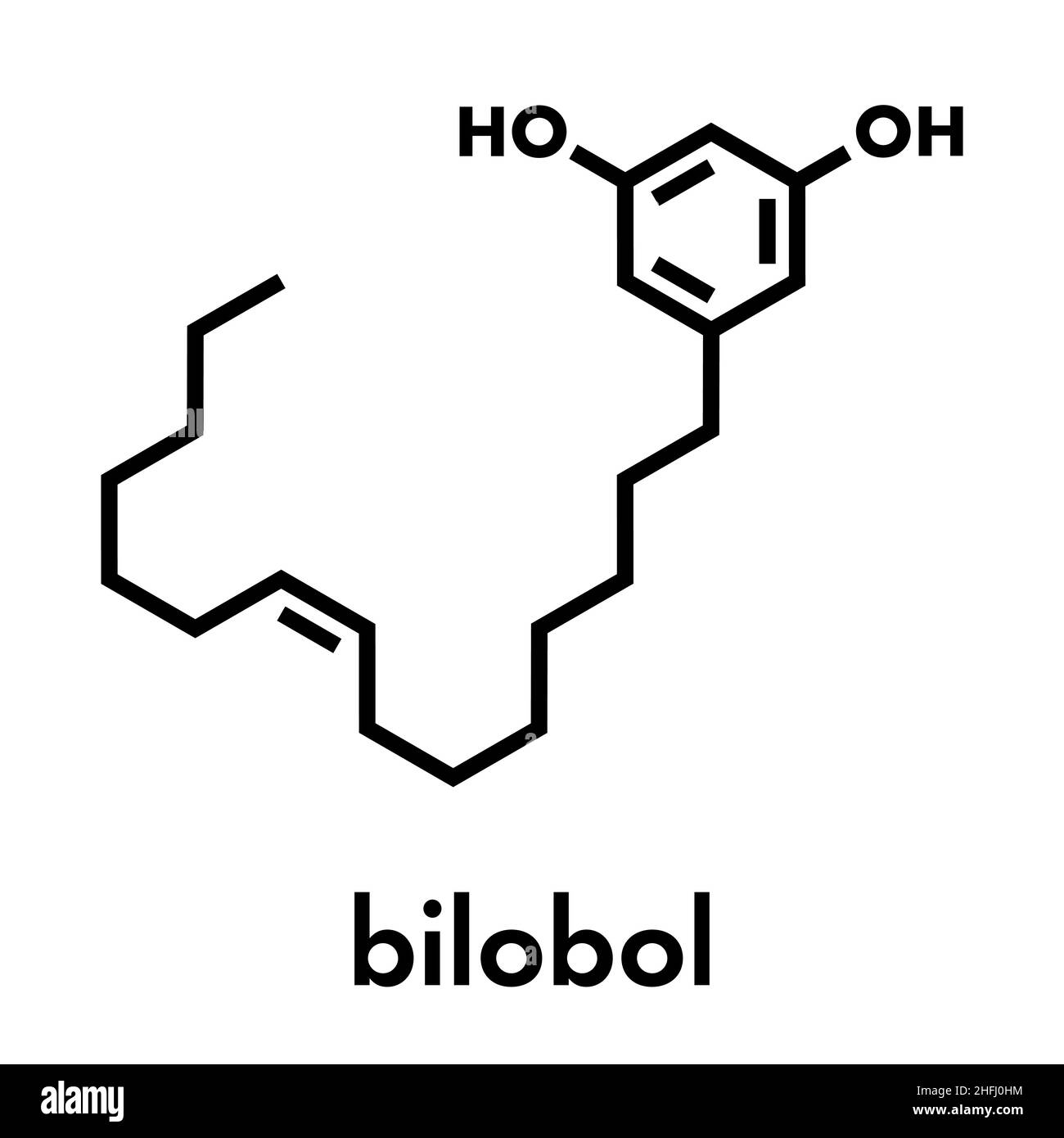 Bilobol le ginkgo biloba molécule. Formule topologique. Illustration de Vecteur